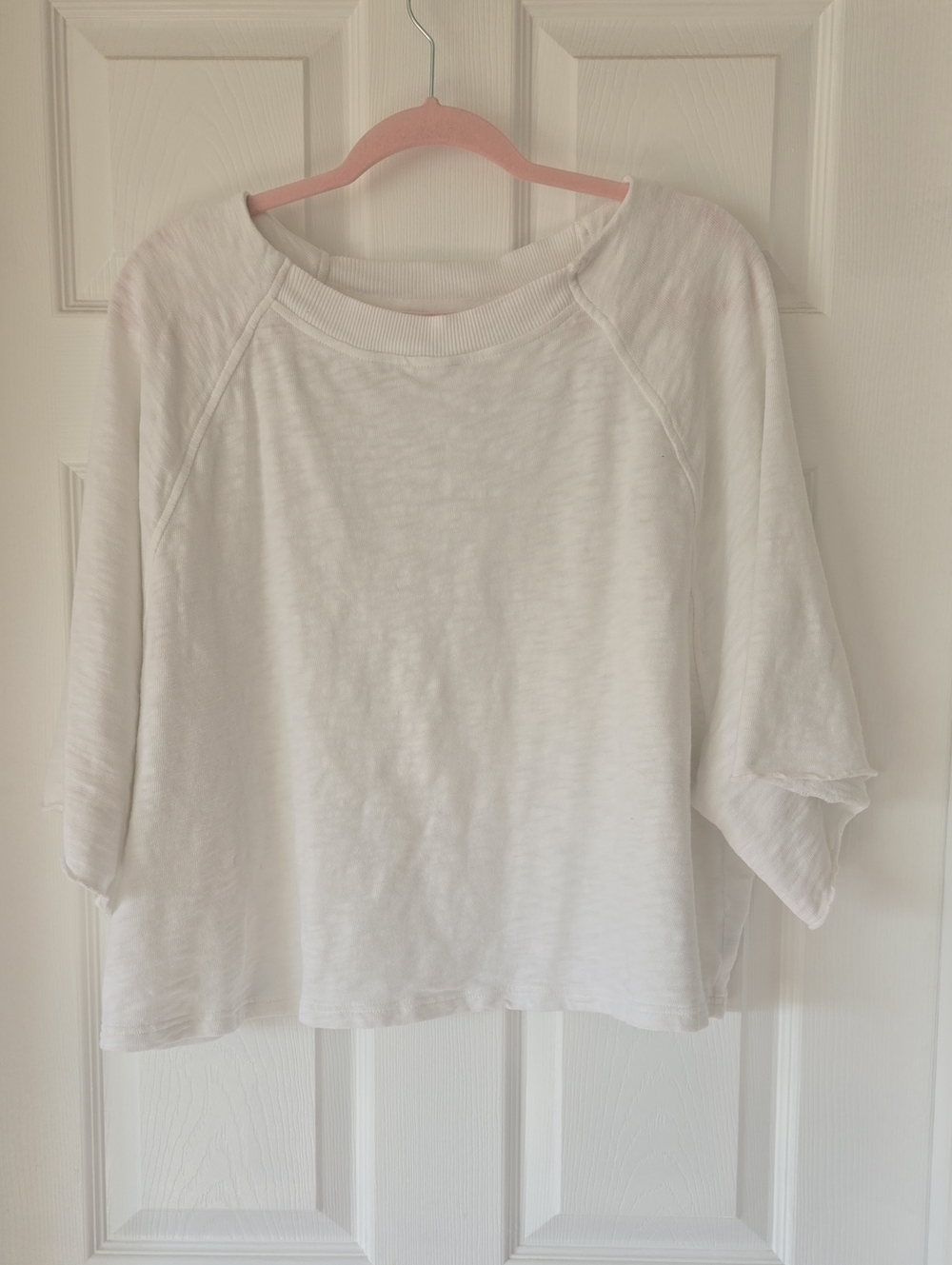 aerie White Short-Sleeve Boxy Crop Top